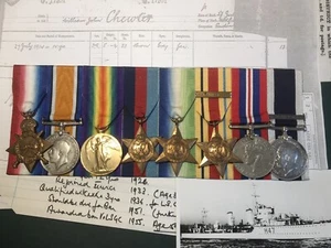 WW1 Royal Navy Medals Submariner WW2 Long Service & Bar William John Chewter - Picture 1 of 20