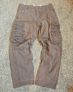 Y2K Plugg Baggy Pants JNCO Style Skater Grunge 90s Vintage Cargo 34x34 Brown - Picture 1 of 9