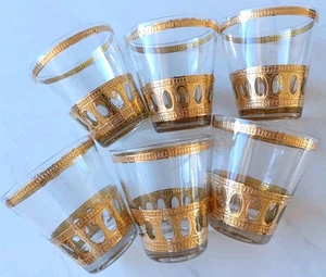 Juego de vasos antiguos dobles vintage Culver Antigua oro 22K (6) vajilla MCM - Imagen 1 de 7