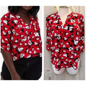Torrid 2 (2x 18/20) Disney rot Mickey Mouse Georgette Harper Pullover Bluse - Bild 1 von 5