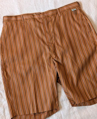 KMart Vintage 60s 70s NOS Shorts Orange Striped Rockabilly Cotton Blend Size 36 - Image 1 of 4