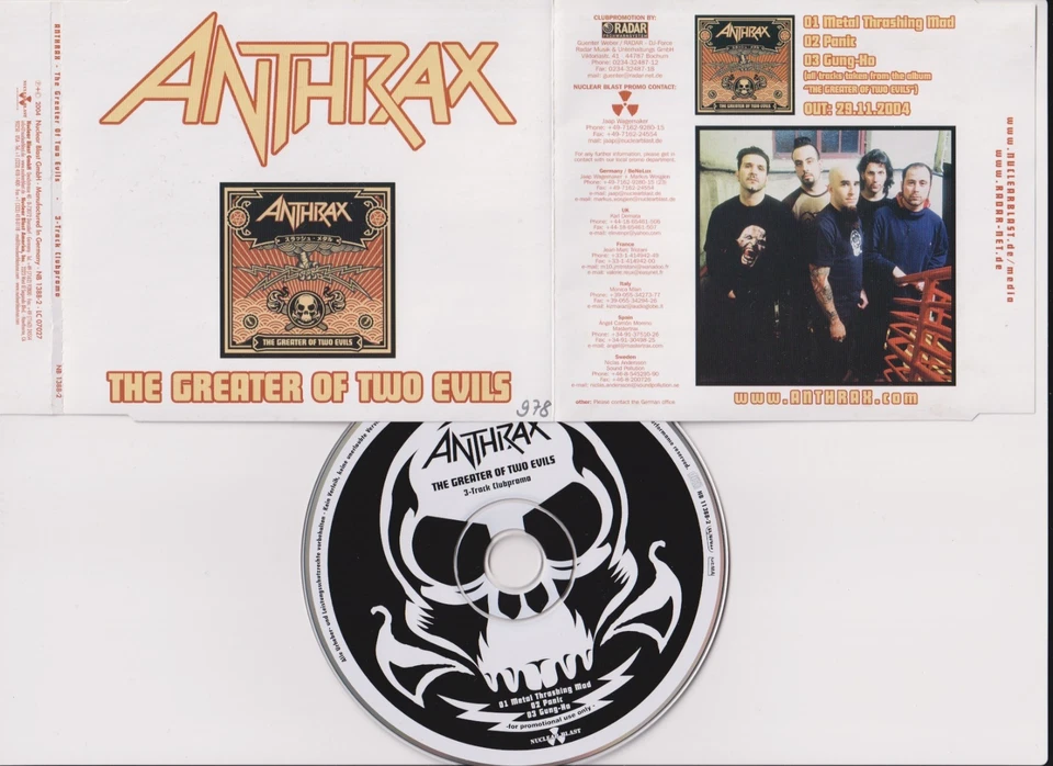 Anthrax – The Greater Of Two Evils - 3-Track Clubpromo MaxiCD 2004 Nuclear Blast - Bild 1 von 1