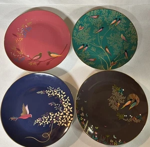 Sara Miller Chelsea 4er Set Kuchenteller, 22k Gold, Vögel, Porzellan - Bild 1 von 6