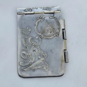 05L2 ANCIEN GRAND CARNET DE BAL EN METAL ARGENTE EPOQUE ART NOUVEAU 1900 - Picture 1 of 10
