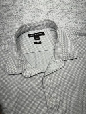 Camisa Michael Kors Para Hombres 2XL Gris Calce Ajustado Vestido Con Botones Patrón XXL Foto 1 de 4