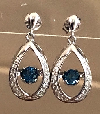 BBJ Earrings Sterling Silver Dangle Floating Topaz Diamond Accent - Image 1 of 4