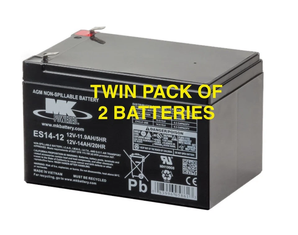 ES14-12 AGM MK Battery 12Volt 14Ah TWIN PACK OF BATTERIES (2 x Batteries)