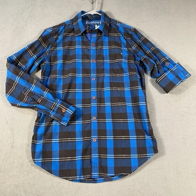 Eco Hawk Men's Blue & Black Plaid Button Up Shirt, Long Sleeves, Size M - Image 1 of 4