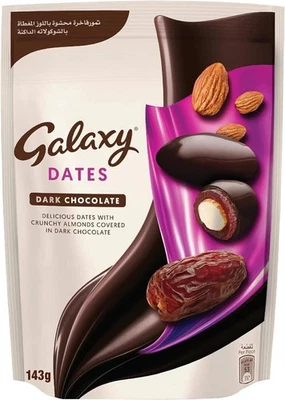 Galaxy Chocolate Dates with Crunchy Almonds Covered in Dark Chocolate 143g - Image 1 of 4