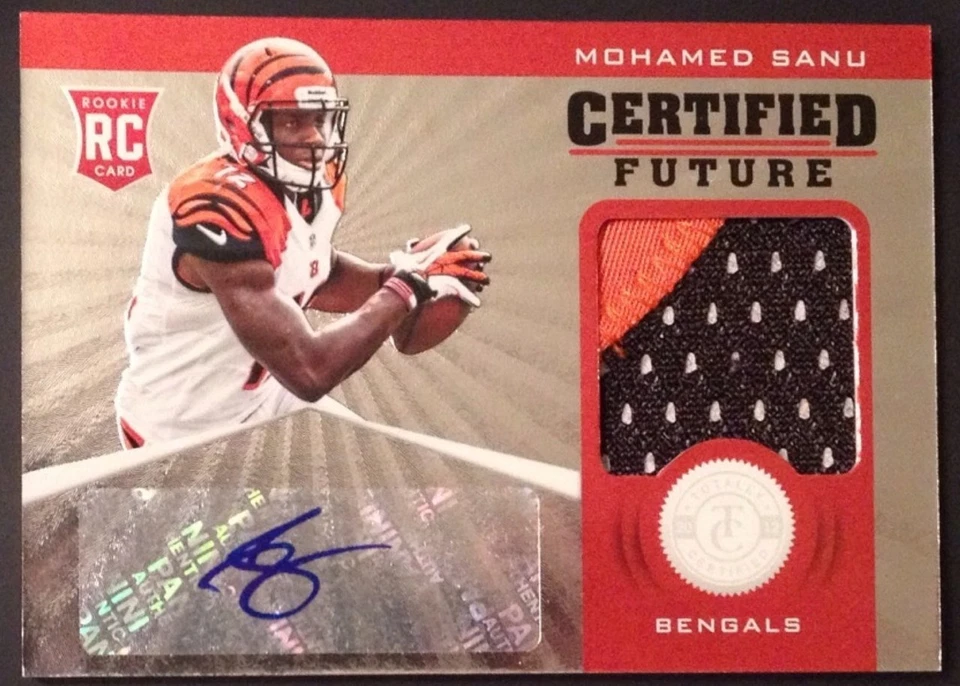 MOHAMED SANU CERTIFIED FUTURE PRIME JERSEY PATCH AUTO #01/49 CINCINNATI BENGALS - Image 1 of 3