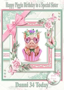 Personalised Birthday Card Funny Sister Wife Daughter Granddaughter Mum Nana - Foto 1 di 2