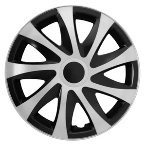 4x14" Embellecedores Cubiertas de rueda para Vauxhall Corsa plata-negro 14" - Imagen 1 de 6