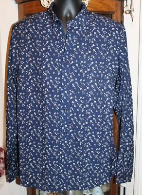 NWT ~ Heritage Report Collection ~ Navy white floral Button -Up Shirt Size Large - Image 1 of 4