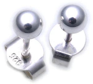 Orecchini a Spina Sfera 4mm Vero Argento 925 Sterling Rotondi Unisex - Foto 1 di 2