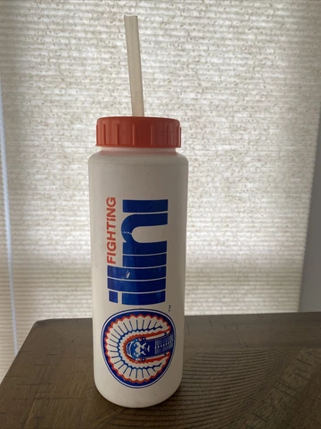 Vintage Chief Illiniwek Fighting Illini Sports Water Bottle Cup NCAA Bulls Cover
