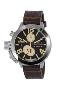 New U-Boat CLASSICO 45 TUNGSTENO CAS1 Black Dial Leather Band Men's Watch 9567 - Picture 1 of 1