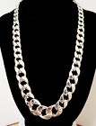 Monet Signed Women Silver Tone Chain Necklace Graduated Cuban Link Smooth Shiny 