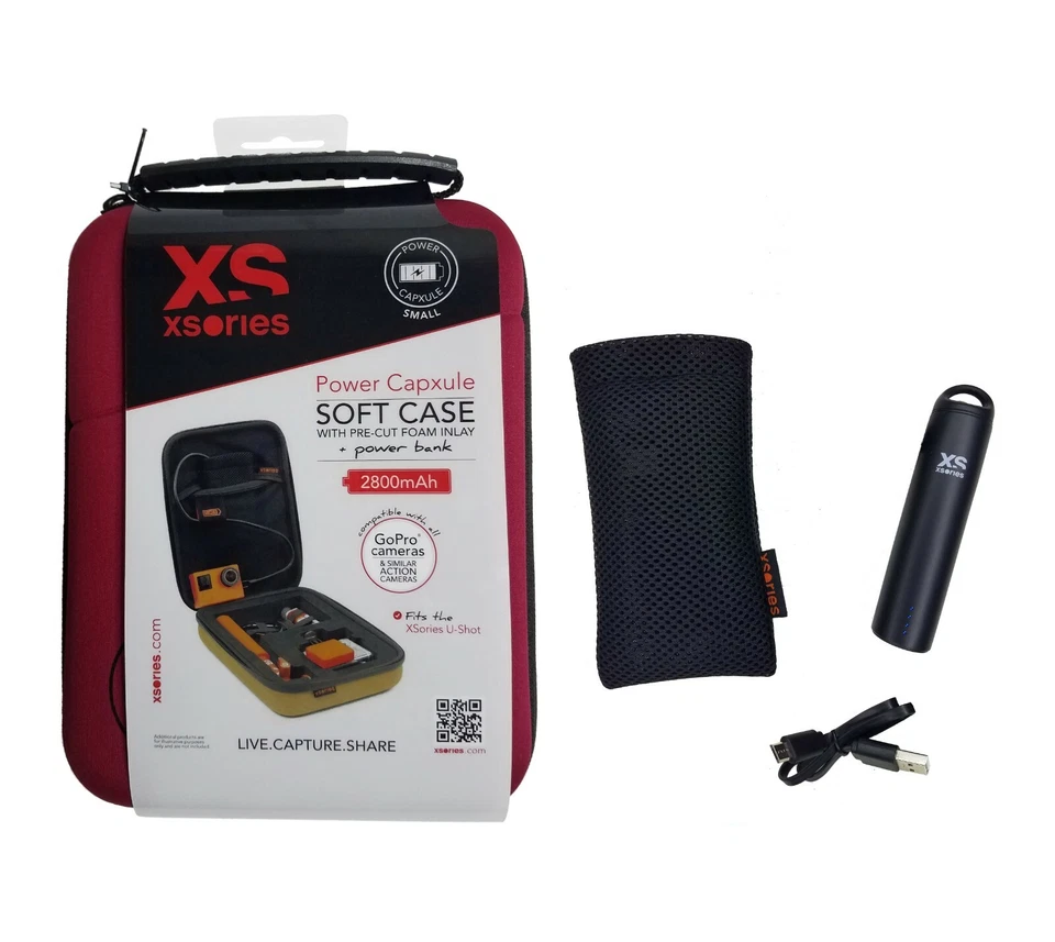 NEW GoPro Cameras Soft Compact Hard Red Case includes 2800mAh Power Bank Charger - Image 1 of 4