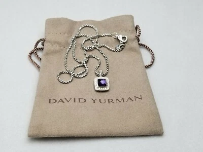 Collar Colgante David Yurman Pequeño Albión Negro Orquídea y Diamantes Cadena 16-17" Foto 1 de 4