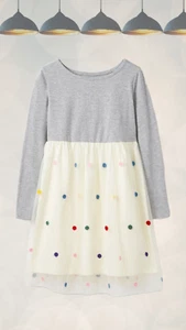 Ex Hanna Andersson Girl's Sprinkle Soft Tulle Dress In Grey - Picture 1 of 1