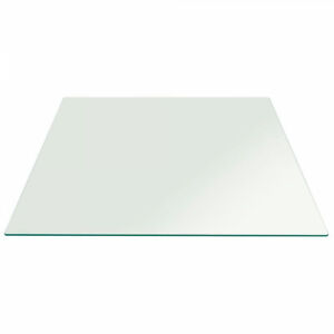 Fab Glass and Mirror Square Clear Glass Table Top with Flat Polish Edge Tempered