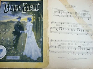BLUE BELL Vintage PIANO SHEET Music 1904 Words March Song - Picture 1 of 1