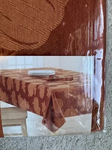 CELEBRATE FALL OBLONG TABLECLOTH--60 X 102 INCH- ORANGE WITH PUMPKINS—NEW - Picture 1 of 7
