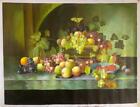 Hand Painted Oil Painting - Still Life Scene - Basket of Fruit - 40" x 30"
