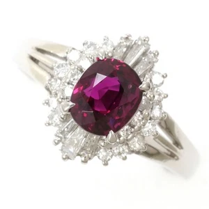 Jewelry Platinum 900 ring 13 size Ruby 1.12 Diamond 5.2g Free shipping Used - Picture 1 of 8