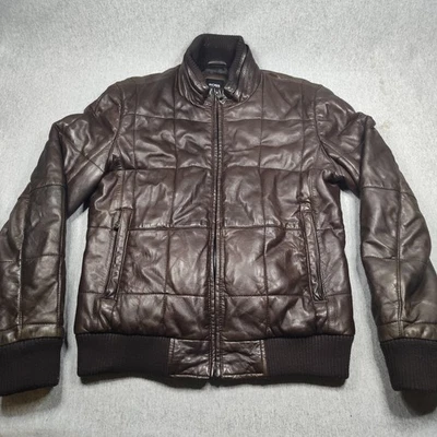 Hugo Boss Leather Jacket Mens Medium Quilted Bomber Puffer McLaren 50th Rare - Image 1 of 4
