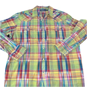 Vintage Polo Ralph Lauren Shirt XL Western Sawtooth Cowboy Pearl Snap RARE - Picture 1 of 13