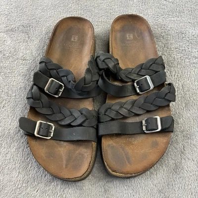 White Mountain Sandals Womens Leather 4-Strap Cork Soles Slip On Casual - Image 1 of 4