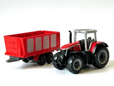 Tractor americano Massey Ferguson + remolque modelo juguete diecast escala 1:87 Maisto Foto 1 de 4
