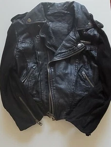 Superdry Women's Olivia Biker Black Leather Jacket Size M - Picture 1 of 11