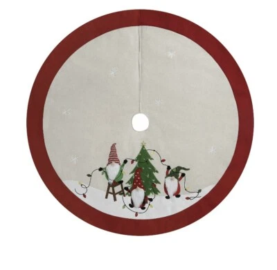 NEW Holiday Time 48" Embellished Christmas Tree Skirt Gnomes Lights Ladder - Image 1 of 4