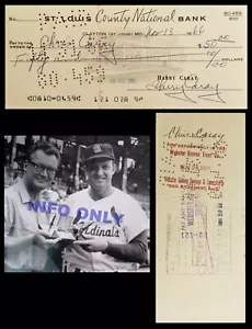 Harry Caray & Chris Caray Signed Check from 1966 in St. Louis - Picture 1 of 3
