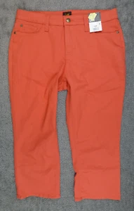 NWT Ladies Poppy Mid Rise Lee Jeans Capris Sz 14 M Orange - Picture 1 of 10