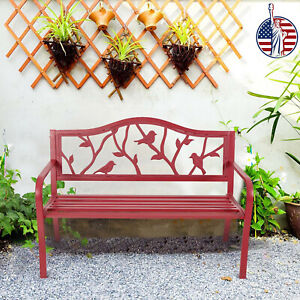 Outdoor Bench Patio Chair Metal Garden Furniture Deck Backyard Park Porch Seat ~