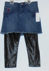 Imperial Star Girl's Denim Adjustable Waist Mini Skirt & Leggings Set Blue 8 NWT - Picture 1 of 3