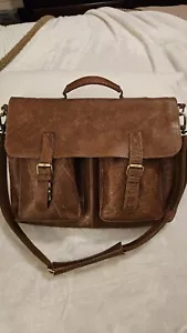 KomalC Cuero Laptop Bolso Mensajero Oficina Maletín Marrón - Imagen 1 de 18