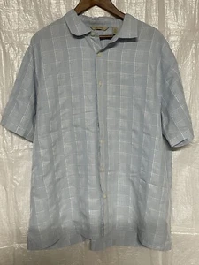 Paradise Collection Light Gray Plaid Short Sleeve Button Shirt XXL Casual Summer - Picture 1 of 6