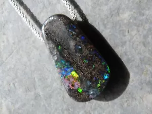 Collier, pendentif, argent, avec une grande opale boulder d’Australie - Imagen 1 de 18
