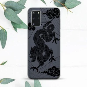 Japanese Dragon Black Animal Pattern Case For Samsung Note 20 S21 S22 S23 FE S24 - Picture 1 of 1