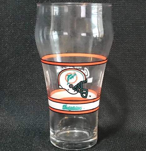 Miami Dolphins Glass Coke Cola Cola Vintage Collectible 15 oz Cover