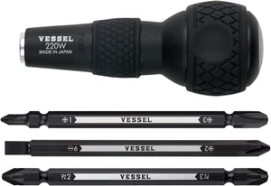 BALL GRIP 1/4" Hex. Bit Interchangeable Screwdriver (Bit 3PC. (+1, +3 / +2, -6 / - Picture 1 of 12