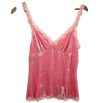 Express Y2K Pink Velvet Cami Top Lace Trim Sleeveless Tank Top Women's Medium - Image 1 of 4