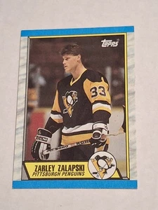 1989-90 ZARLEY ZALAPSKI TOPPS NHL HOCKEY CARD #168 PITTSBURGH PENGUINS CANADA - Picture 1 of 2