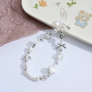 Cute Pearl Love Phone Chain Heart Sweet Cool String Fashion Anti-Lost Lanyard - Photo 1 sur 8