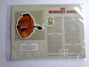 VINTAGE MLB MILWAUKEE BRAVES 1957 COOPERSTOWN COLLECTION PATCH HISTORY STAT - Picture 1 of 2