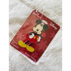Disney Ornament Mickey Mouse Christmas Tree Holiday Flat Metal Hallmark Hanging - Picture 1 of 8